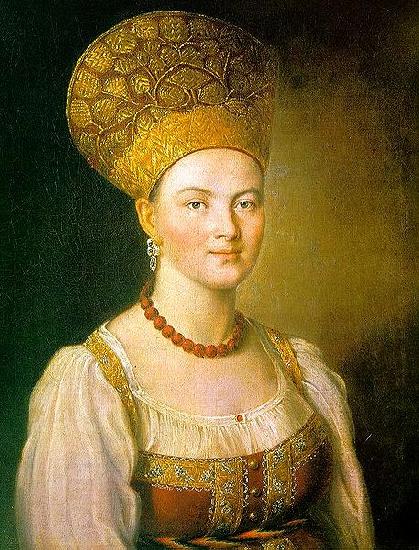 Ivan Argunov Portrait of an Unknown Woman in Russian Costume China oil painting art